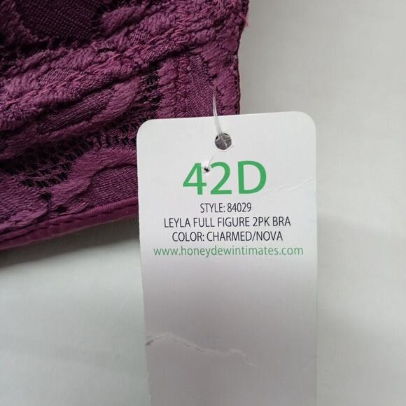 Honeydew Intimates Women's Bra 2 Pack Underwire Push Up Full Figure 42D Multi - Picture 3 of 5
